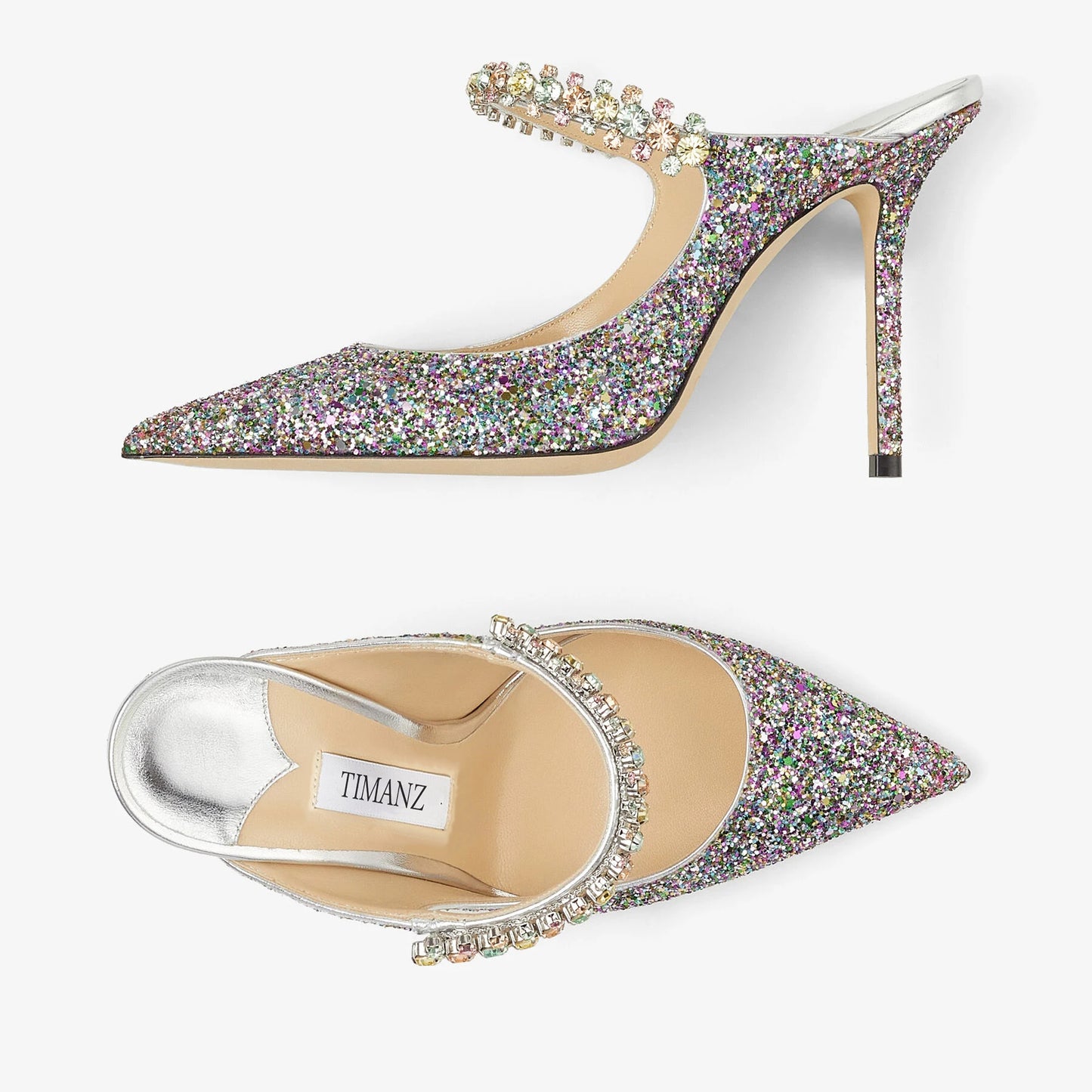 Shining 100 Multicolored Gretel Mules