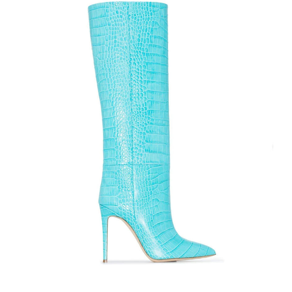 Women Crocodile Print Knee High Boots