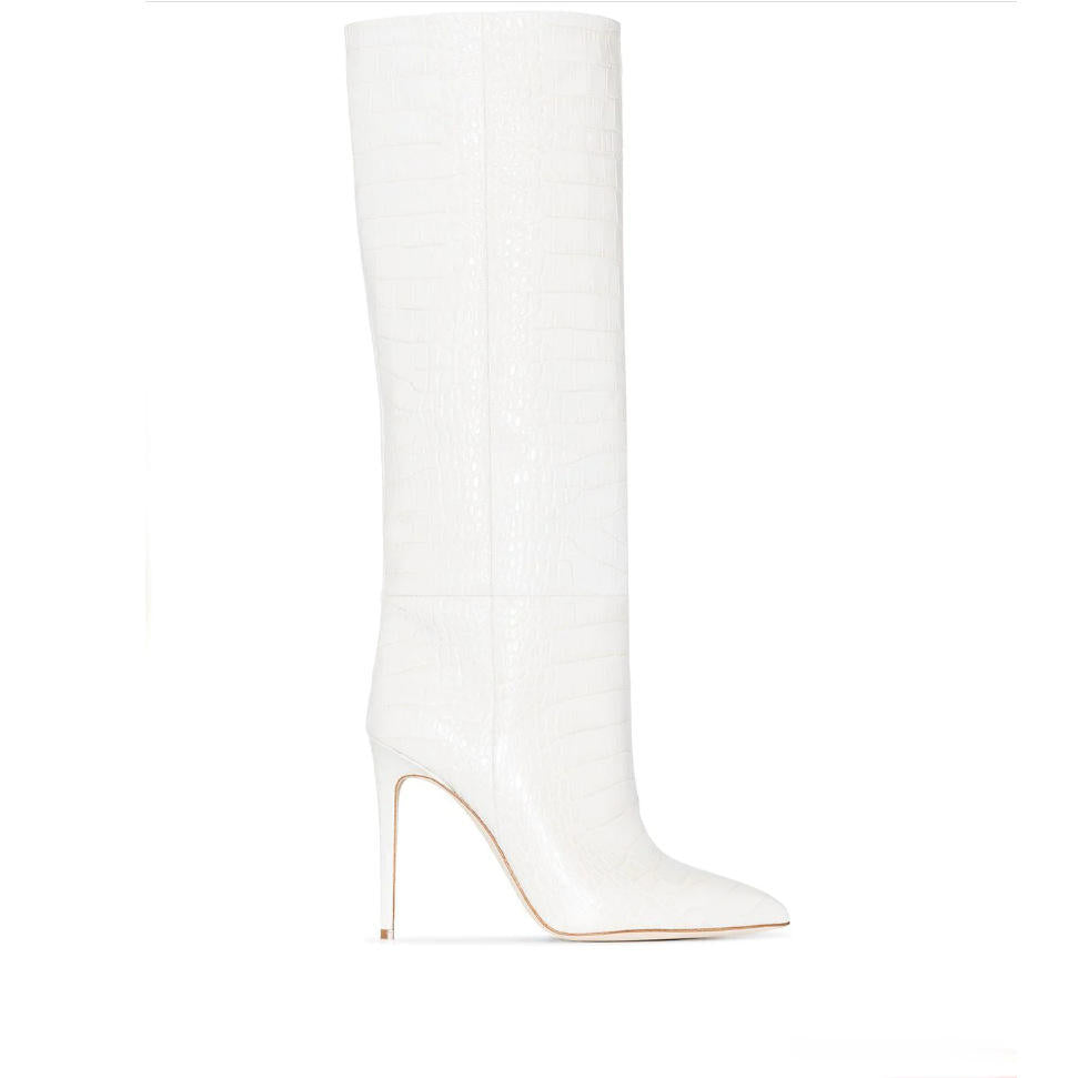 Women Crocodile Print Knee High Boots