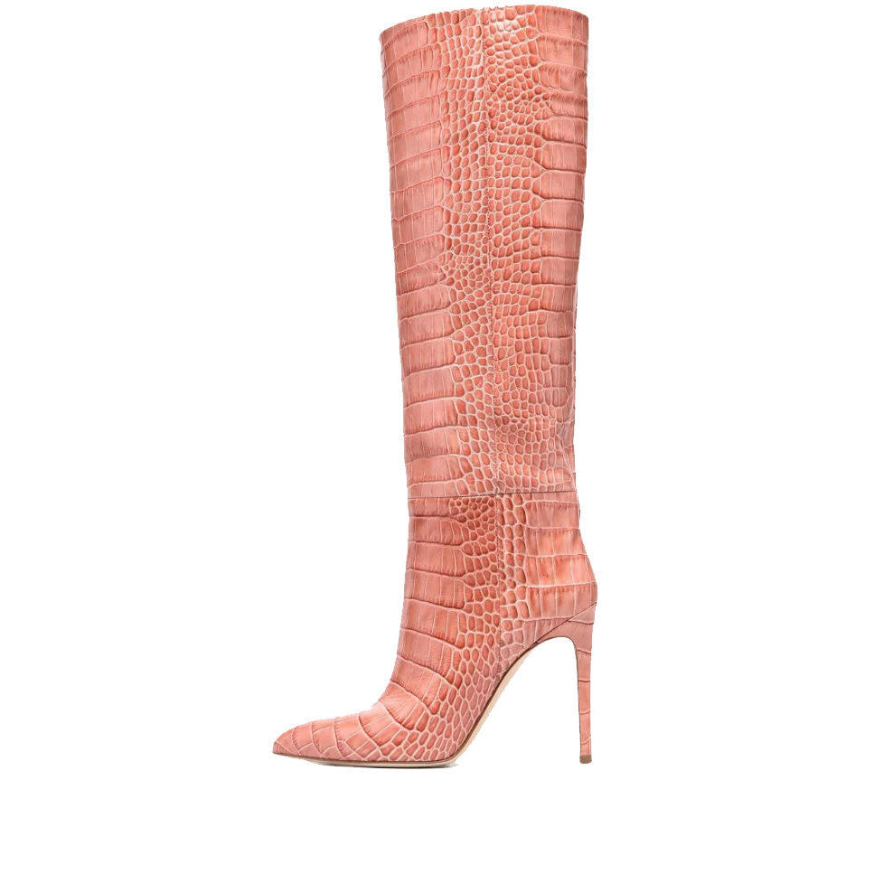 Women Crocodile Print Knee High Boots