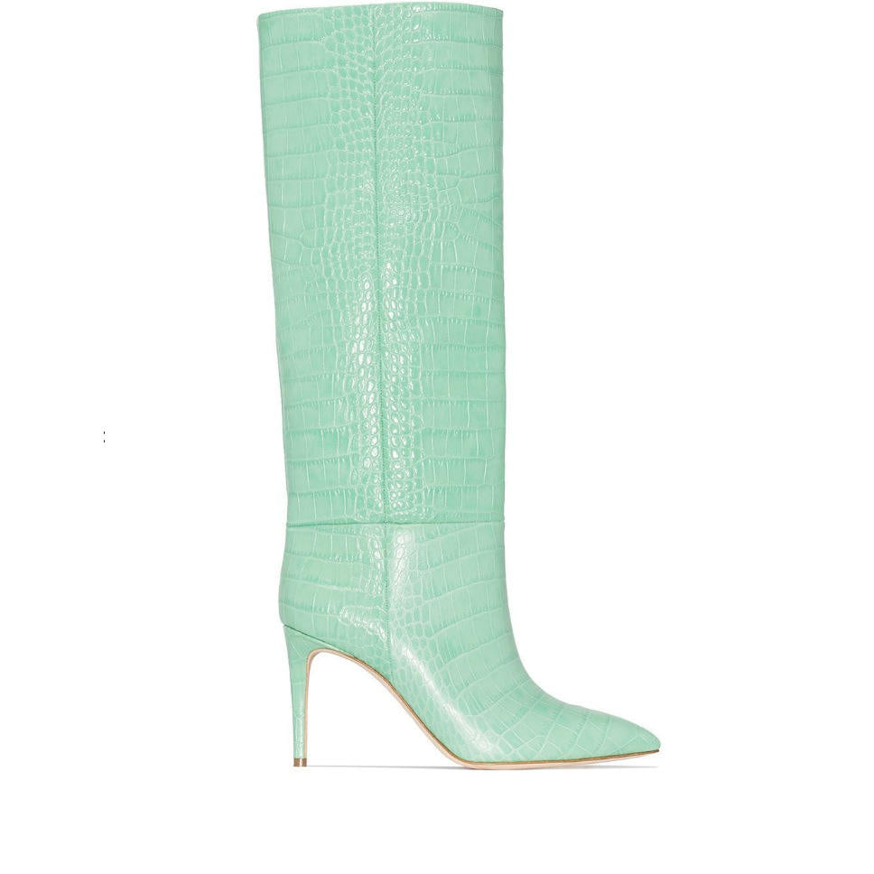 Women Crocodile Print Knee High Boots