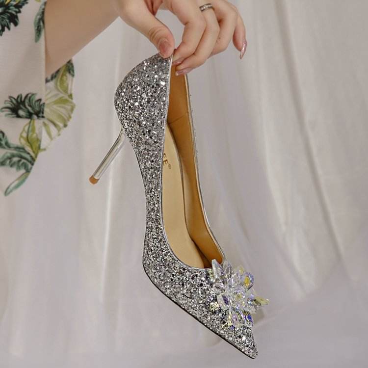 Pointed Toe Crystal Party Bride Pumps Shoes
