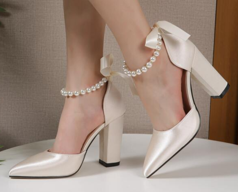 Pearl Straps Pumps Women Wedding Shoes