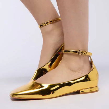 Gold Metallic Ballet Flats Wholesale Casual Shoes