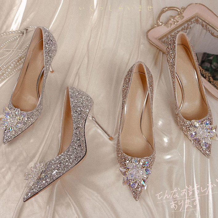 Pointed Toe Crystal Party Bride Pumps Shoes