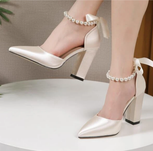 Pearl Straps Pumps Women Wedding Shoes