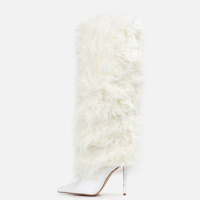 Plush Stilettos High Heel Boots Shoes